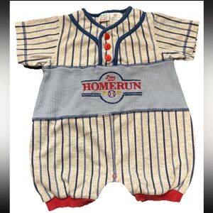 Vintage Day Baby Sportswear Striped Home Run Baseball One Piece Size 12 Months